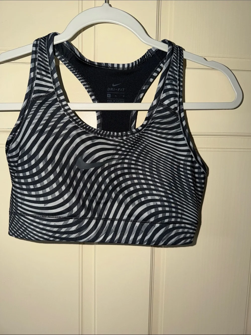 Nike Black & White Optical Wave Dri-FIT Sports Bra